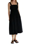 Mod Ref Cinched Tie Waist Midi Dress In Black In Black