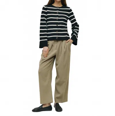 Mod Ref Cindy Striped Cardigan In Black / White