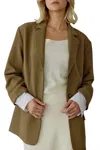 Mod Ref Classic Two Button Front Blazer With Contrasting Sleeve In Olive Brown In Multi