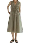 Mod Ref Cotton Tie Front Midi Dress In Sage In Multi