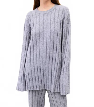 Mod Ref Dakota Ribbed Knit Lounge Sweater In Grey In Gray