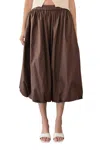 Mod Ref Elastic Waist Bubble Hem Skirt In Brown In Brown