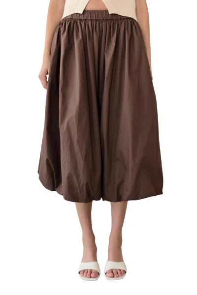 Mod Ref Elastic Waist Bubble Hem Skirt In Brown