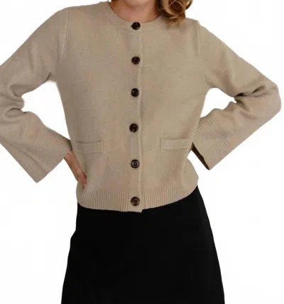 Mod Ref Flared Sleeve Cardigan In Beige In Brown