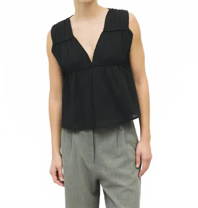 Mod Ref Gathered Neck Sleeveless Top In Black In Multi