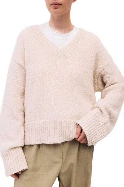 Mod Ref Glen V-neck Sweater In Ecru In Neutral