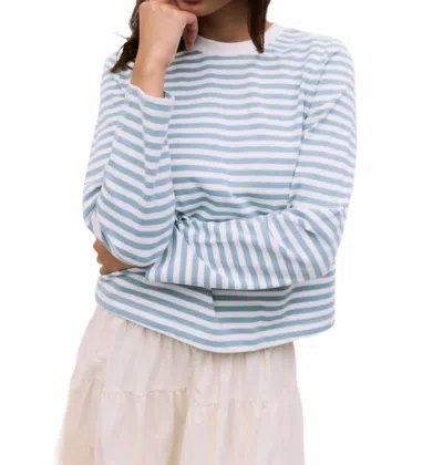 Mod Ref Kathleen Striped Long Sleeve Top In Blue And White