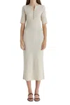 Mod Ref Knit Button Detail Dress In Ivory In Multi