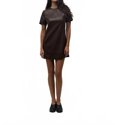 Mod Ref Leather Mini Dress In Brown In Black
