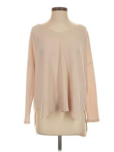 Pre-owned Mod Ref Long Sleeve Top Tan Boatneck Tops