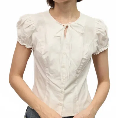 Mod Ref Madison Tie Neck Top In White