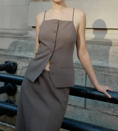 Mod Ref Mid Neck Business Chic Top In Grey In Gray