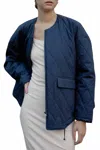 Mod Ref Minimalist Quilted Long Sleeve Jacket In Navy In Blue