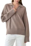 Mod Ref Open Collar Sweater In Taupe In Grey