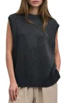 Mod Ref Open Tie Back Sweater Vest In Charcoal In Pink