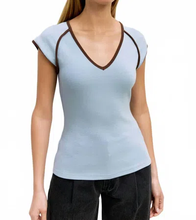 Mod Ref Patricia Vintage Raglan Knit Top In Blue-brown