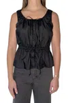Mod Ref Peplum Tank Top In Black In Black