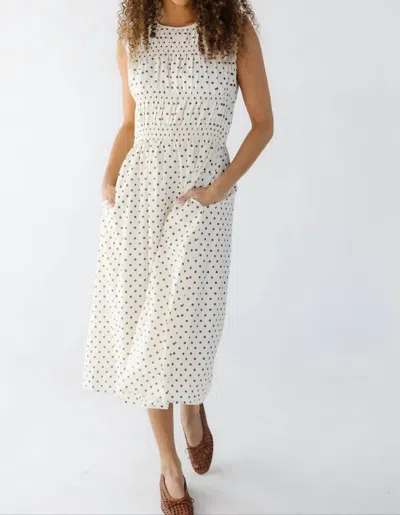 Mod Ref Polka Dot Summer Laura Dress In Beige In White