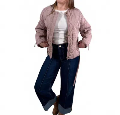 Mod Ref Quilted Jacket With Adjustable Cords In Mauve In Pink