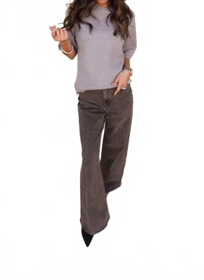 Mod Ref Short Sleeve Sweater In Gray In Purple