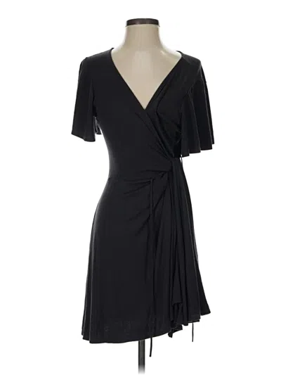 Pre-owned Mod Ref Short Sleeve Top Black Plunge Neckline Tops