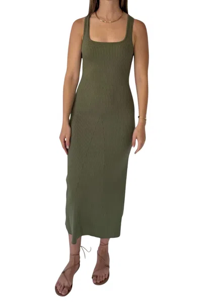 Mod Ref Sleeveless Knit Dress In Moss Green In Multi