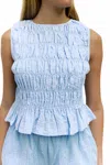 Mod Ref Smocked Tank Top In Light Blue In Multi