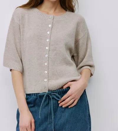 Mod Ref Stacey Button-front Knit Cardigan In Beige In Sand