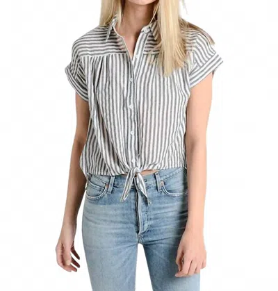 Mod Ref Striped Buttondown Shirt In White Navy Stripe In Gray