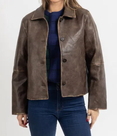 Mod Ref The Murph Distressed Faux Leather Jacket In Brown