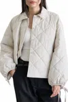 Mod Ref Tie Sleeve Quilted Long Sleeve Jacket In Bone In White