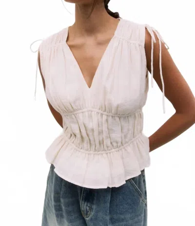 Mod Ref V-neck Tank Top With String Detail In White