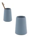 Moda At Home Anitra Ceramic Bath Coutertop 4pc Set In Blue