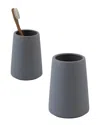Moda At Home Anitra Ceramic Bath Coutertop 4pc Set In Grey