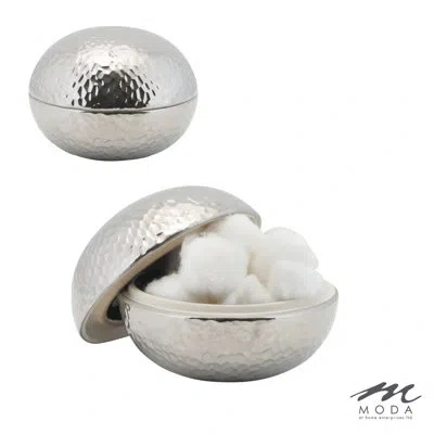 Moda At Home Asta Ceramic / Porcelain Bathroom Storage Container In Chrome