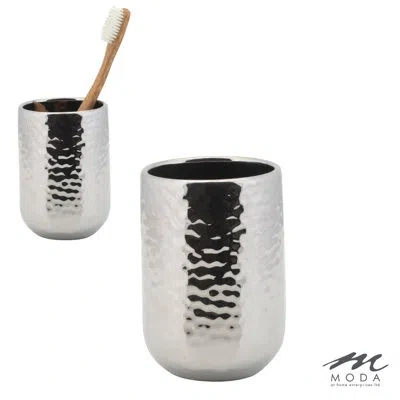 Moda At Home Asta Ceramic / Porcelain Tumbler In Chrome