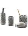 Moda At Home Damask Bath Countertop Collection 4pc Set In Silver