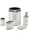 Moda At Home Damask Bath Countertop Collection 5pc Set In White
