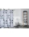 Moda At Home Eiffel 3pc Shower Curtain Set With 12 Shower Hooks In White