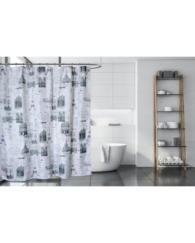 MODA AT HOME MODA AT HOME EIFFEL 3PC SHOWER CURTAIN SET WITH 12 SHOWER HOOKS