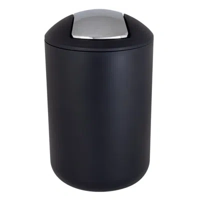 Moda At Home Flip Plastic Swing Top Waste Basket - 1.59 Gallons In Black