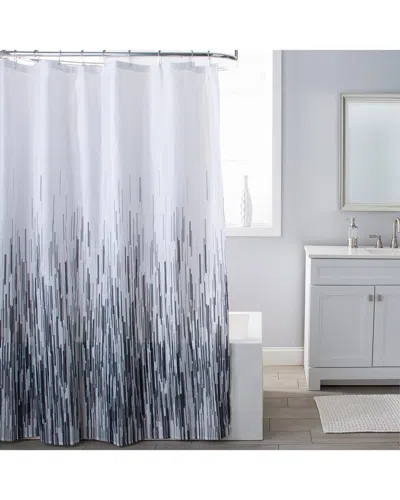 MODA AT HOME MODA AT HOME GREYSCALE RAIN 3PC SHOWER CURTAIN SET WITH 12 SHOWER HOKKS