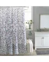 Moda At Home Purple Rain 3pc Shower Curtain Set With 12 Shower Hooks In White