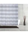 Moda At Home Queen Stripe 3pc Shower Curtain Set With 12 Shower Hooks In Grey