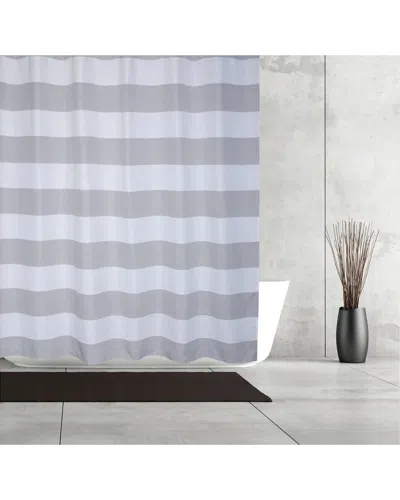 MODA AT HOME MODA AT HOME QUEEN STRIPE 3PC SHOWER CURTAIN SET WITH 12 SHOWER HOOKS