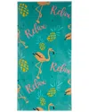 Moda At Home Set Of 2 Flamingo Pineapple Velour Beach Towels