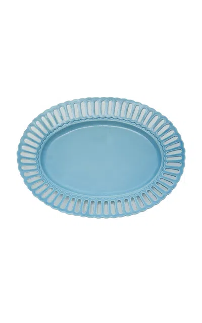 Moda Domus Balconata Creamware Serving Tray In Blue