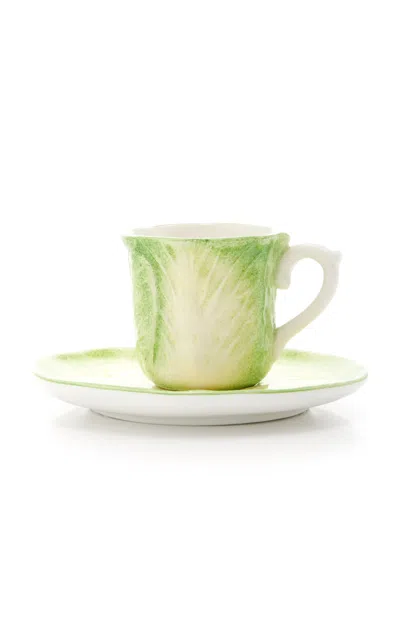 Moda Domus Cabbage Ceramic Coffee Cup And Saucer In Green