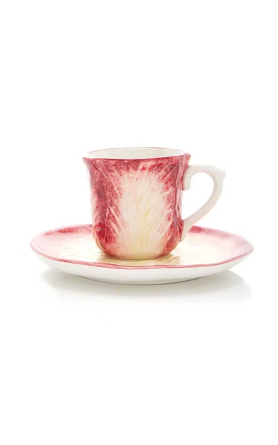 Moda Domus Cabbage Ceramic Coffee Cup And Saucer In Purple