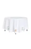 Moda Domus Hand-painted And Emboirdered Linen Tablecloth In Multi